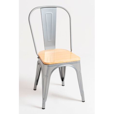 Packs Sillas Comedor - Pack 2 Sillas Torix Madera Natural - Gris metalizado