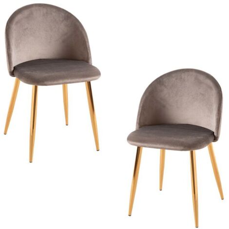 Packs Sillas Comedor - Pack 2 Sillas Vint Terciopelo Golden - Gris claro