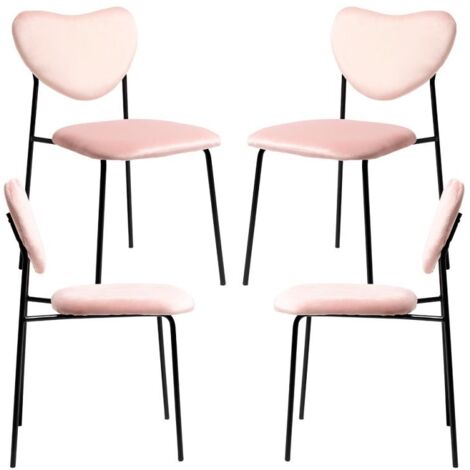 Packs Sillas Comedor - Pack 4 Sillas Cora Black Terciopelo - Rosa