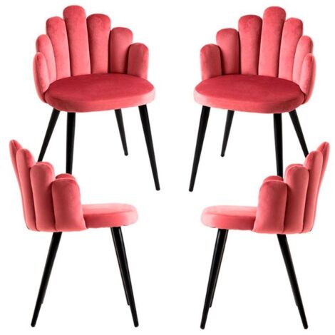Packs Sillas Comedor - Pack 4 Sillas Hand Patas Negras Terciopelo - Rosa