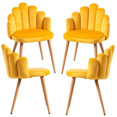 Packs Sillas Comedor - Pack 4 Sillas Hand Terciopelo - Amarillo