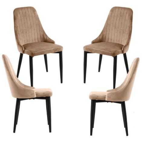 Packs Sillas Comedor - Pack 4 Sillas Kan Terciopelo - Marrón Claro
