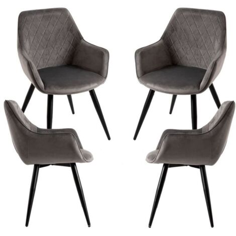 Packs Sillas Comedor - Pack 4 Sillas Kres Terciopelo - Gris oscuro