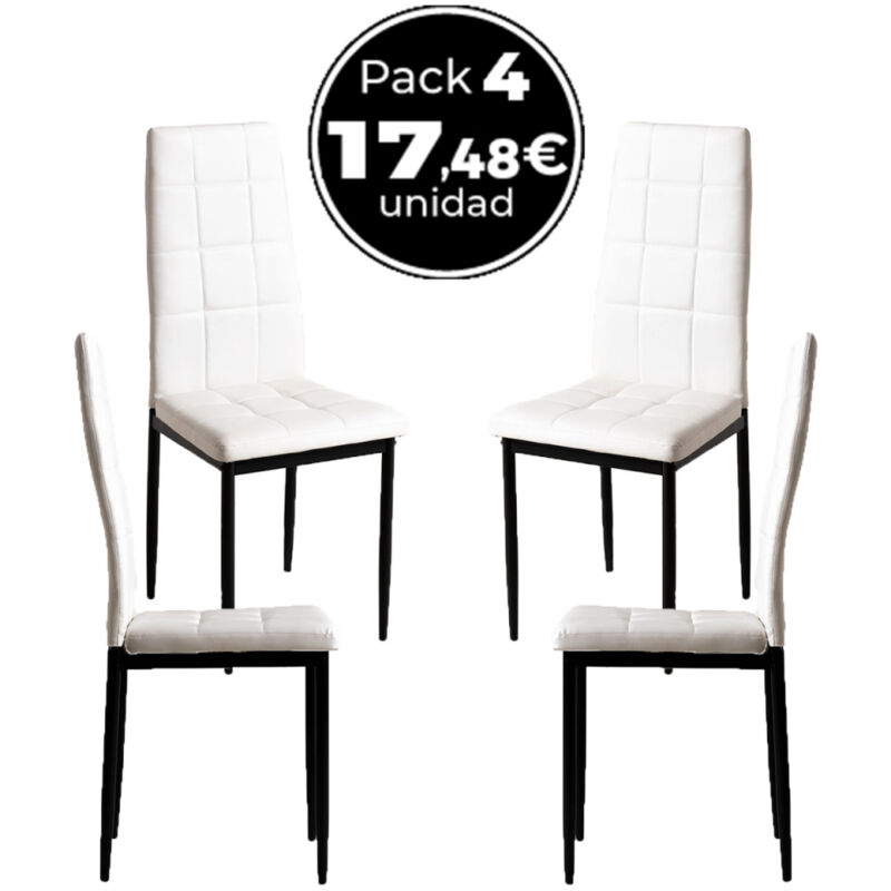 

Packs Sillas Comedor - Pack 4 Sillas Lan Polipiel - Blanco