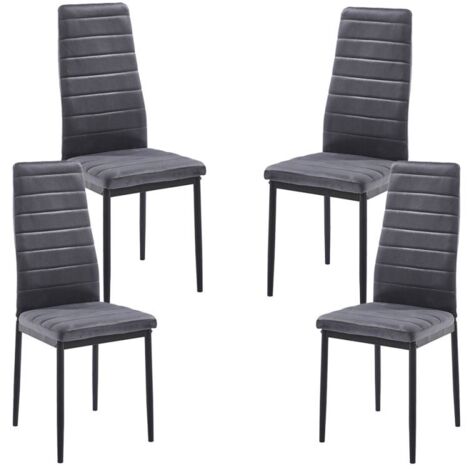 Packs Sillas Comedor - Pack 4 Sillas Lauter Terciopelo - Gris oscuro