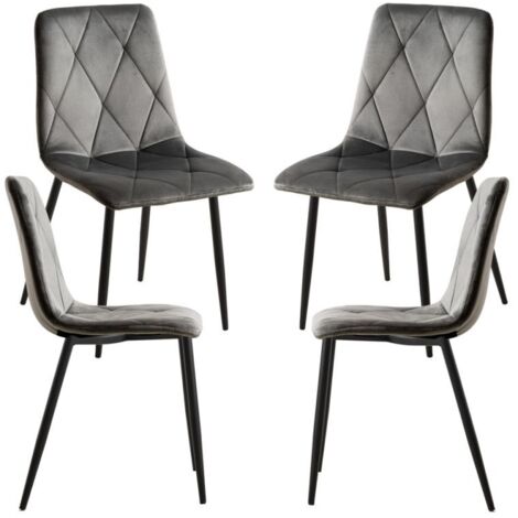 Packs Sillas Comedor - Pack 4 Sillas Lyke Terciopelo - Gris oscuro