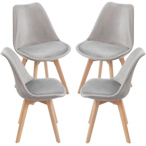 Packs Sillas Comedor - Pack 4 Sillas Synk Terciopelo - Gris claro