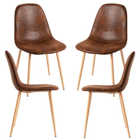 Packs Sillas Comedor - Pack 4 Sillas Teok Polipiel - Marrón Vintage