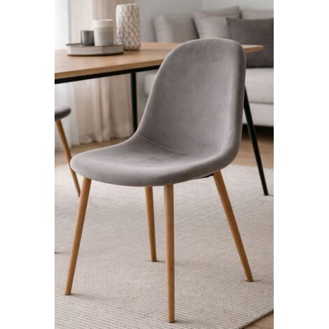 Packs Sillas Comedor - Pack 4 Sillas Teok Terciopelo - Gris oscuro