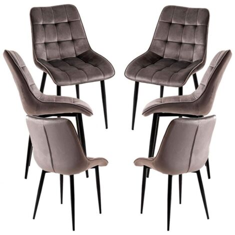 Packs Sillas Comedor - Pack 6 Sillas Cade Terciopelo - Gris oscuro