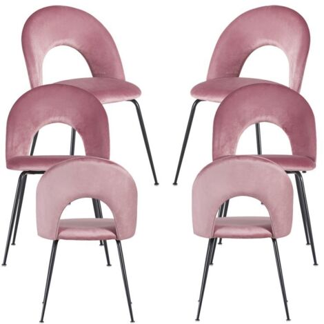 Packs Sillas Comedor - Pack 6 Sillas Dawa Black Terciopelo - Rosa