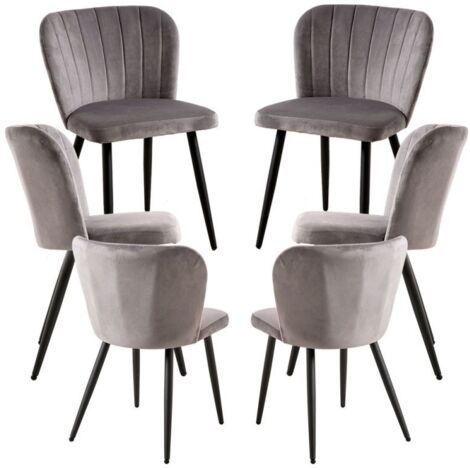 Packs Sillas Comedor - Pack 6 Sillas Luk Terciopelo - Gris oscuro