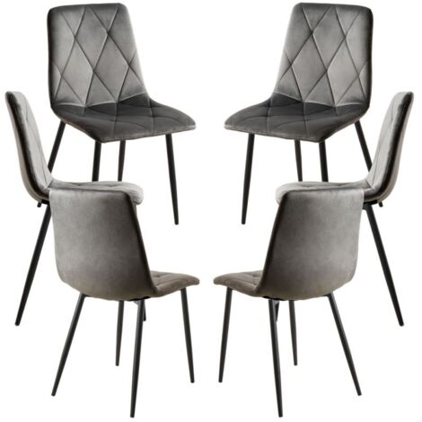 Packs Sillas Comedor - Pack 6 Sillas Lyke Terciopelo - Gris oscuro