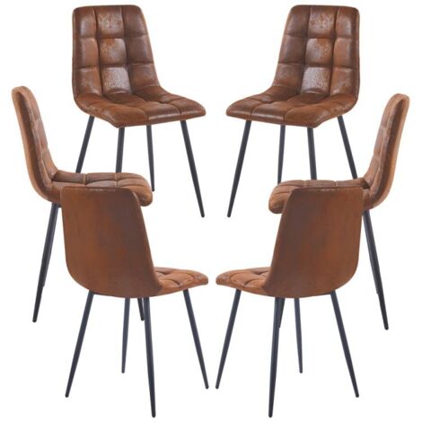 Packs Sillas Comedor - Pack 6 Sillas Stuhl Polipiel - Marrón Vintage