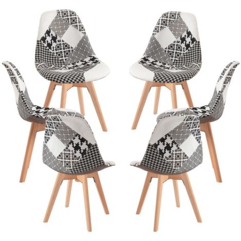 Packs Sillas Comedor - Pack 6 Sillas Synk Patchwork - Patchwork blanco y negro