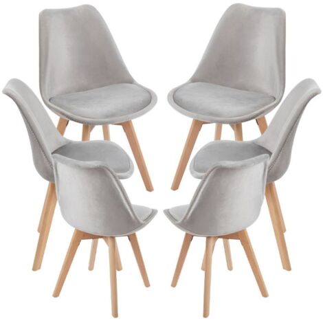 Packs Sillas Comedor - Pack 6 Sillas Synk Terciopelo - Gris claro