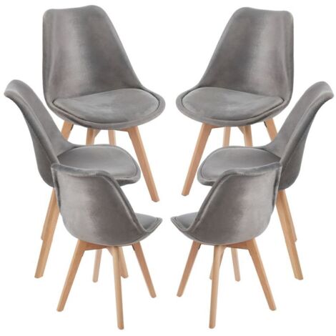 Packs Sillas Comedor - Pack 6 Sillas Synk Terciopelo - Gris oscuro