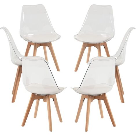 Packs Sillas Comedor - Pack 6 Sillas Synk Transparente Asiento - Blanco