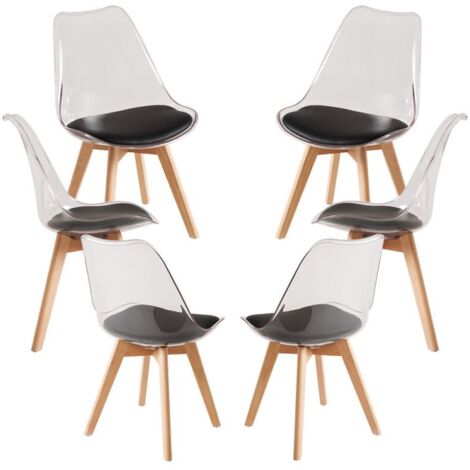 Packs Sillas Comedor - Pack 6 Sillas Synk Transparente Asiento - Negro