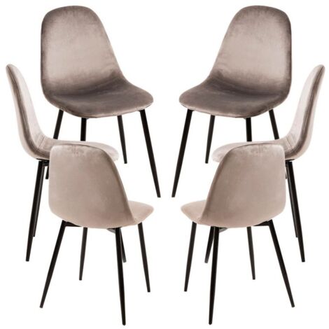 Packs Sillas Comedor - Pack 6 Sillas Teok Black Terciopelo - Gris claro