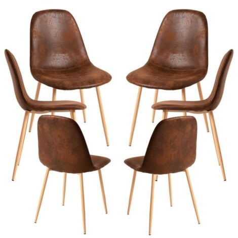 REGALOS MIGUEL Packs Sillas Comedor - Pack 6 Sillas Teok Polipiel - Marrón Vintage