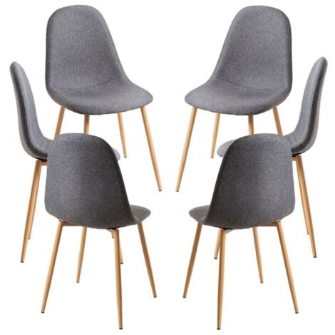 Packs Sillas Comedor - Pack 6 Sillas Teok Tela - Gris oscuro