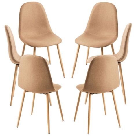Packs Sillas Comedor - Pack 6 Sillas Teok Tela - Marrón arena