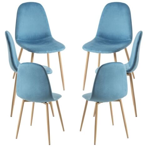 Packs Sillas Comedor - Pack 6 Sillas Teok Terciopelo - Verde azulado