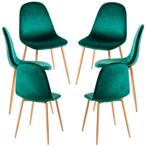 Packs Sillas Comedor - Pack 6 Sillas Teok Terciopelo - Verde oscuro