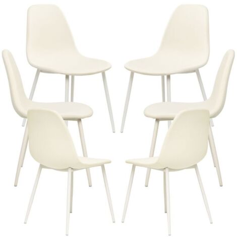 Packs Sillas Comedor - Pack 6 Sillas White Teok Tela - Blanco