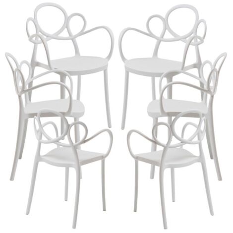 Packs Sillas Jardín - Pack 6 Sillas Sky con Reposabrazos - Blanco