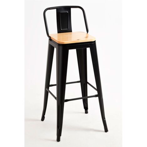 Packs Taburetes Altos - Pack 2 Taburetes Torix Respaldo Madera Natural - Negro