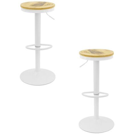 Packs Taburetes Altos - Pack 2 Taburetes Vikin Asiento Madera - Blanco