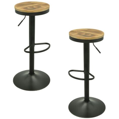 Packs Taburetes Altos - Pack 2 Taburetes Vikin Asiento Madera - Negro