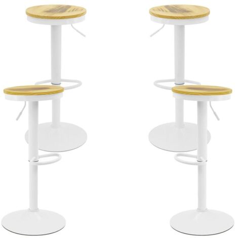 Packs Taburetes Altos - Pack 4 Taburetes Vikin Asiento Madera - Blanco