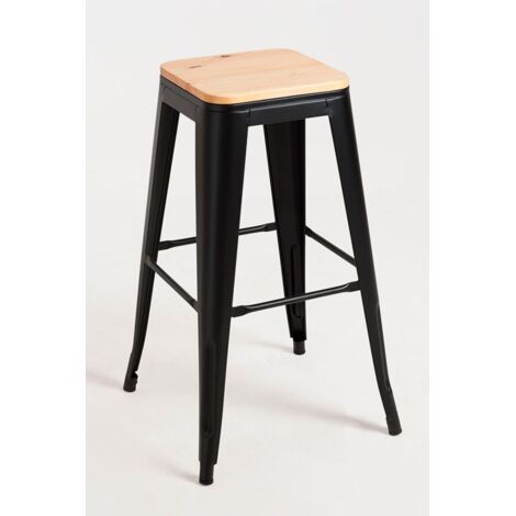 Packs Taburetes Altos - Pack 6 Taburetes Torix Altos Madera Natural - Negro mate