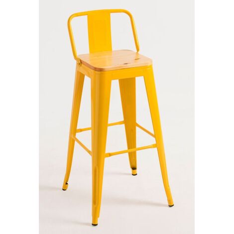 Packs Taburetes Altos - Pack 6 Taburetes Torix Respaldo Madera Natural - Amarillo