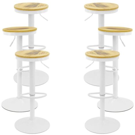 Packs Taburetes Altos - Pack 6 Taburetes Vikin Asiento Madera - Blanco