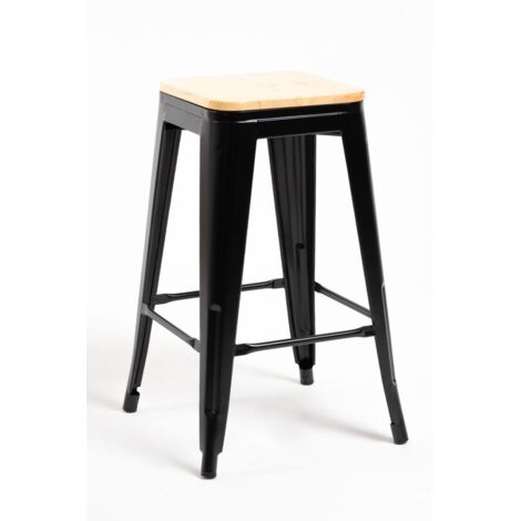 Packs Taburetes Bajos - Pack 4 Taburetes Torix Bajos Madera Natural - Negro
