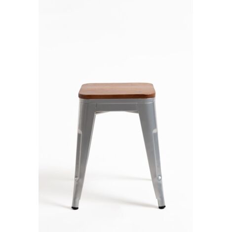 Packs Taburetes Pequeños - Pack 2 Taburetes Torix Pequeños Madera Natural - Gris metalizado