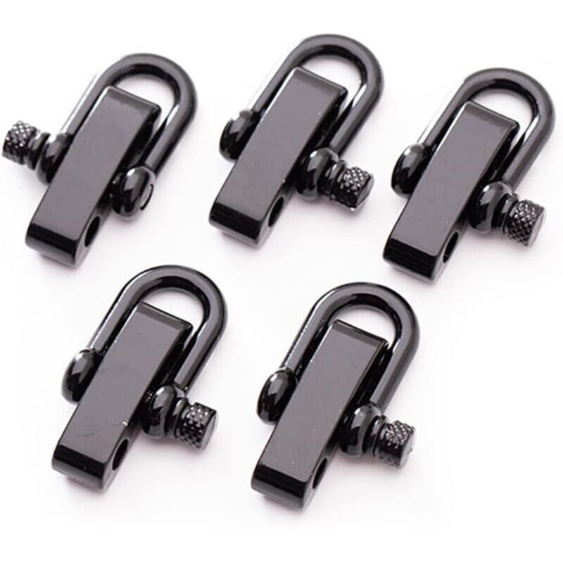 Image of Packung mit 10 D-förmigen Paracord-Verschlüssen für Outdoor-Überlebensarmbänder – Schwarz