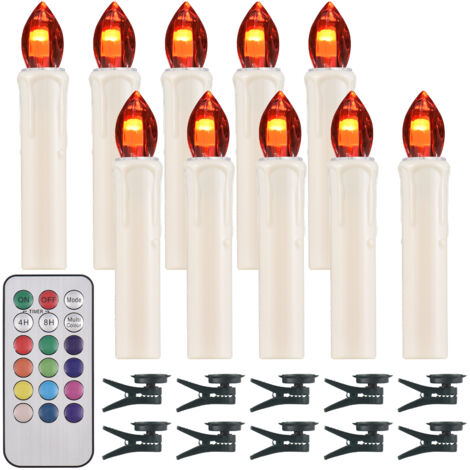 Packung mit 10 flammenlosen Kerzen mit Fernbedienung und Clip, einstellbarer Helligkeit, flackernden LEDs, batteriebetrieben, kabellose elektrische Teelichter für Weihnachtsbaumschmuck, Votivpartys.