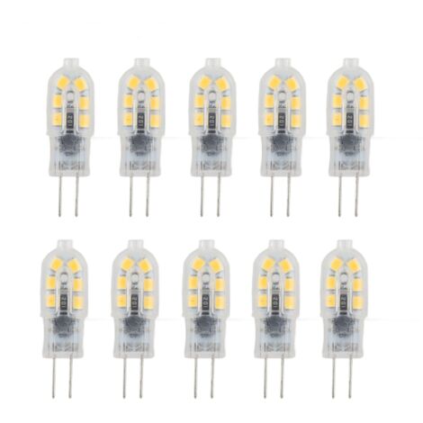 Packung mit 10 G4 2835 klaren LED-Lampen, warmes Licht 2700K, für Wohnmobile, Schränke und Gartenbeleuchtung, AC220V.