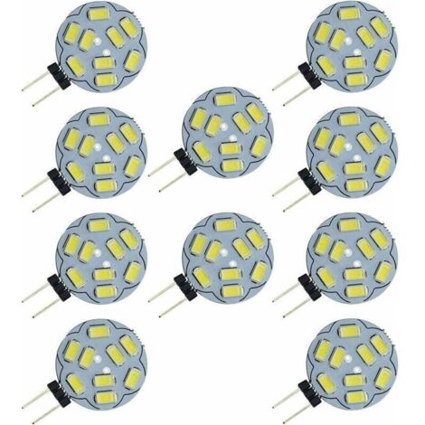Packung mit 10 G4 9 SMD 5730 12V AC/DC LED-Lampen mit Zweikanal-Sockel, Einbau-Deckenleuchte, LED-Ersatzlampe für 20W Halogenlampe, warmweiß 2700K [Energieklasse]