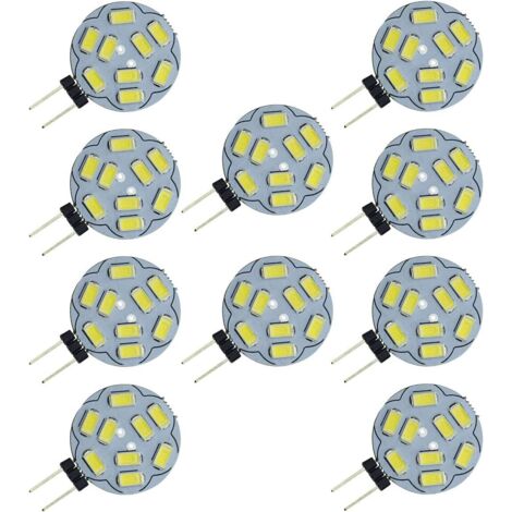 Packung mit 10 G4 9 SMD 5730 12V AC/DC LED-Lampen mit Zweikanal-Sockel, Einbau-Deckenleuchte, LED-Ersatzlampe für 20W Halogenlampe, warmweiß 2700K [Energieklasse A+]