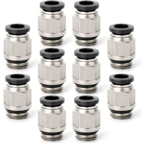 Packung mit 10 geraden Schnellkupplungen mit Außengewinde für Rohre mit 6 mm Außendurchmesser x 1/8" BSP-Gewinde mit Dichtring (PC6 01)
