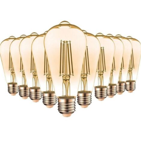Packung mit 10 LED-Glühbirnen im Edison-Stil, E27, 8 W, ST64, 2700 K, Warmweiß (2700 K)