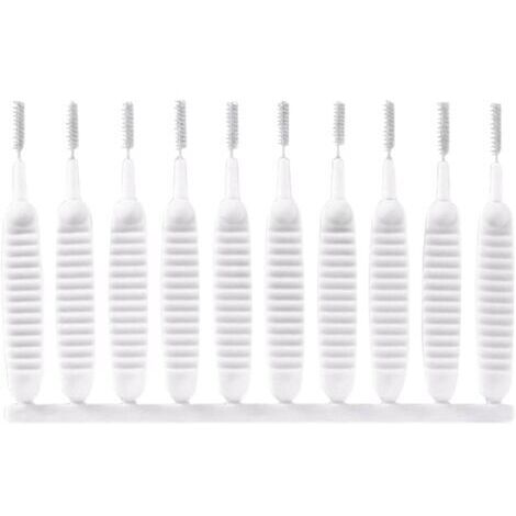 Packung mit 10 Mini-Duschkopf-Reinigungsbürsten, verstopfungsfrei, wiederverwendbar für Mobiltelefone, Badezimmerreinigungsbürste (weiß)