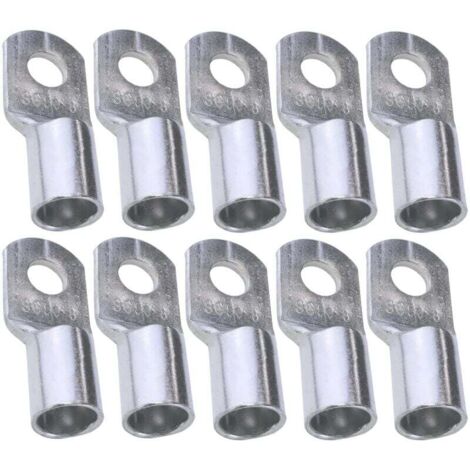 Packung mit 10 röhrenförmigen Ösen-Crimpklemmen – Öse – Ø 8 mm – unisoliert – für 50 mm² Leiterquerschnitt – Kabelverbinder – Klemmung – silberfarben