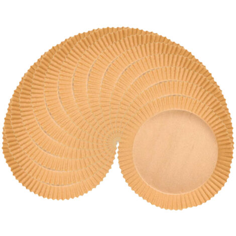 Packung mit 100 Einweg-Backpapierbögen für Heißluftfritteusen, ideal zum Backen im Backofen. Zubehör für Heißluftfritteusen.